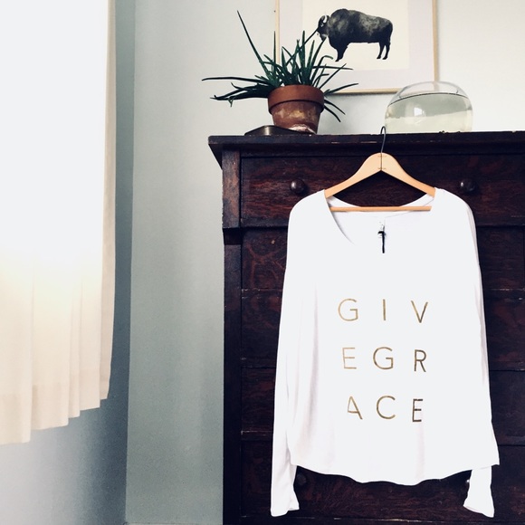 Scarlet and Gold Tops - “Give Grace” inspiring white top